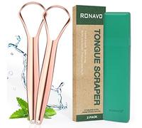 Raspador de lengua de acero inoxidable - Raspadores de lengua para adultos curar mal aliento. Limpiadores de lengua más frescos en segundos (2 unidades) (Rose gold-size)