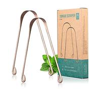 Raspador de Lengua de Cobre,Pack de 2,Limpiador de lengua,Raspador lengua ayurveda,Elimina el Mal Aliento,Limpiador Lingual de Cobre,Y-Kelin