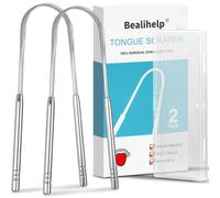 Raspador de lengua (paquete de 2), 100 % quir rgico, acero inoxidable 304, limpiador lingual para adultos y ni os, cepillo lingual profesional pa