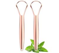 Raspador de lengua para adultos (paquete de 2) con estuche de viaje, cura el mal aliento (grado médico), limpiadores de lengua de acero inoxidable, raspadores de lengua de metal, aliento más fresco en