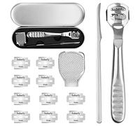 Raspador de Pies y escofina de Pies, Lima de Pies Pedicura - Eliminador de Callos Profesional con Caja e 20 Cuchillas - Removedor de Piel de Dura Dureza de Acero Inoxidable