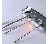 Raspador limpiador de lengua de acero inoxidable de grado quirúrgico, previene enfermedades de salud oral, bacterias que inhiben el agarre no sintético, fácil de usar y limpiar, esterilizable.