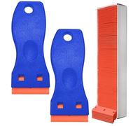 Raspador Vitroceramica, 2 Piezas Rasqueta con 100 cuchillas de plástic, Espátulas Plastico, Azulejos Limpieza, Rasquetas para Raspar Pegatinas de Vidrio, Vinilo Pegatinas, Etiquetas, Adhesivo, Azul