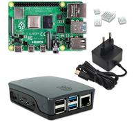 Raspberry Pi 4 4 GB Starter Kit | 5V 3A USB-C Fuente de alimentación | Carcasa negra | Disipador de calor | Raspberry Pi 4 Model B 4 GB RAM