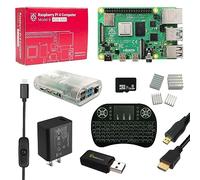 Raspberry Pi 4 Modelo B Kit de inicio con cargador 5v3a UL Listado Cable HDMI disipador de calor, tarjeta microSD de 32 GB y mini teclado inalámbrico