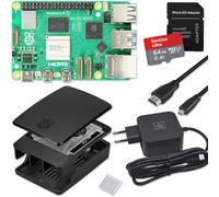 Raspberry Pi 5 8GB Starter Kit negro | Fuente de alimentación USB-C de 45 W | Carcasa con ventilador | Tarjeta SD de 64 GB | Cable Micro HDMI 4K | Raspberry Pi 5 8 GB RAM