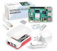 Raspberry Pi 5 - Kit de iniciación de 1 GB, edición 64 GB, fuente de alimentación oficial de 27 W, carcasa oficial con ventilador, cable micro HDMI 4K de 1 m, disipador de calor de aluminio