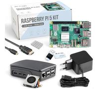 Raspberry Pi 5 - Kit de iniciación de 16 GB de RAM, 64 GB Black Edition, fuente de alimentación oficial de 27 W, carcasa oficial con ventilador, cable micro HDMI, disipador de calor de aluminio, ideal