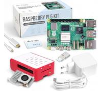 Raspberry Pi 5 Kit de refrigeración 16GB | Edición 64GB | Fuente de alimentación oficial 27W | Caja Airflow | Enfriador activo | Cable micro HDMI 1m