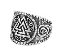 RASPIO Anillo de nudo celta vikingo Valknut para hombres, amuleto con símbolo de triángulo nórdico de Odín, anillo pirata de acero inoxidable(12)