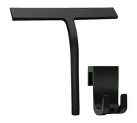 Rasqueta Limpiacristales Ducha, con Soporte, Autoadhesivo, Limpia Mamparas Cristal, Limpieza y Alisado Superficies Ventanas, para Ducha, baño, Azulejos, Espejos, Ventanas, 23 cm, Negro