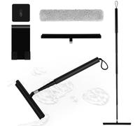 Rasqueta Limpiacristales Ducha Retráctil 24-119.5cm, Limpia Mamparas Ducha Cristal de Silicona para Puertas y Ventanas, Limpiacristales Ducha con Gancho para Ducha, Baño, Azulejos, Espejos- Negro