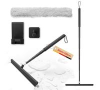 Rasqueta Limpiacristales para Ducha, Limpiacristales con Mango Extensible, Rasqueta limpiacristales y Microfibra Ventana Arandela, Kit de Escobilla de Limpiez para Baño, Azulejos, Espejos (Negro)