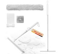 Rasqueta Limpiacristales para Ducha, Limpiacristales con Mango Extensible, Rasqueta limpiacristales y Microfibra Ventana Arandela, Kit de Escobilla de Limpiez para Baño, Azulejos, Espejos (Blanco)
