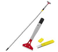 Rasqueta Suelo mango largo Kit - Rascador Vitroceramica y Rasqueta cocina 1,55 m extensible, Raspador de piso, contiene 10 Cuchillas de Repuesto, Raspadores para limpieza de azulejos y Ventanas
