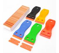 Rasqueta Vitroceramica 5 Raspador con 100 piezas cuchillas de plástic Espátulas Plastico para Raspar Pegatinas Etiquetas Limpieza Azulejos