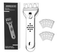 Rasqueta Vitroceramica con 10 Cuchillas de Repuesto, MXTIMWAN Multiusos Profesional Rascador Placa Vitrocerámica de Acero Inoxidable Resistente,Limpiador de Cristales y Pintura,Suelo,Horno,Ventana