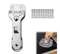 Rasqueta Vitrocerámica Profesional con 5 Cuchillas - Rascador Vitroceramica No Raya de Acero Inoxidable, Raspador para Limpieza de Cocina, Horno y Cristal - Accesorio para Placa de Inducción