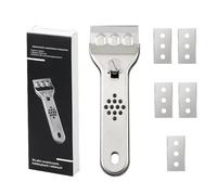 Rasqueta Vitroceramica,Rascador de Acero Inoxidable Profesional Rascador con 5 Cuchillas de Repuesto para Limpia Suelo Horno Placas de Inducción Ventana