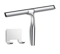 Rasquetas Limpiacristales para Ducha 25 cm de Acero Inoxidable con Gancho, Limpia Mamparas Ducha Cristal, para Puertas de baño, Espejos, Azulejos, Tableros de Mesa, Automóviles, Plateado