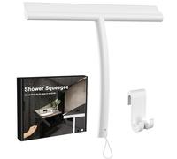 Rasquetas Limpiacristales para Ducha Portátil de Silicona, Limpieza Eficaz, con Cuerda para Colgar, para Ventana, Baño, Espejo, Limpieza de Cristal, Azulejos, Blanco-24cm