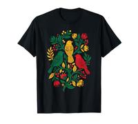 Rasta Reggae Roots Three Birds Jamaica Folk Art Floral Camiseta