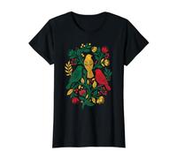 Rasta Reggae Roots Three Birds Jamaica Folk Art Floral Camiseta gráfica económica, Mujer, Negro, S