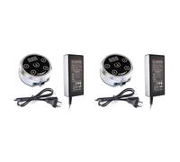 Rastapulz 2 x fuente de alimentación Tattoo Power - 2 fuentes de alimentación con adaptador para bobinas y máquina de tatuaje giratoria, plata, enchufe europeo