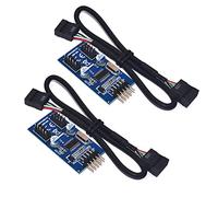 Rastapulz 2 x placa base 9 pines USB Header a 2 machos adaptador tarjeta USB 2.0 9 pines a doble conector 9 pines divisor