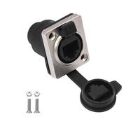 Rastapulz Conector de red RJ45 impermeable con cubierta de goma, conector tipo D, conector RJ45 Ethernet 180 grados