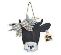 Rastapulz Guirnalda de puerta con cabeza de vaca «Willkommen» en la puerta de entrada, placa de vaca para puerta de campo, decoración de pared, decoración de vacaciones, fácil de usar