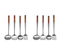 Rastapulz Juego de 2 espátulas largas de acero inoxidable para wok de cocina, espátulas ranuradas, cucharón, utensilios de cocina