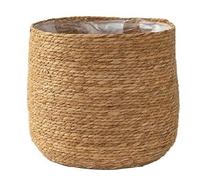 Rastapulz Maceta de algas marinas - Maceta trenzada - Cesta decorativa con lámina de plástico estilo bohemio M, fácil de usar, alta calidad