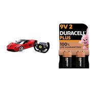 rastar 50100 - Coche Ferrari con Control de Remoto, 1/14 Escala, Rojo o Amarillo, Surtido + Duracell Plus Pilas 9 V (Pack de 2) - Alcalinas - 100% de duración Garantizada - Fiabilidad para dispositiv