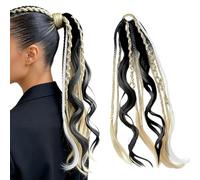 Rastas y Trenzas Vikingas Estilo bohemio Rastas Postizas con cuentas y colgantes R-astas y Trenzas Vikingas Crea Un Look Elegante Rápidamente Fácil De Usar Para Fiestas Cosplay y Uso Diario(Blanco)
