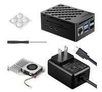 RasTech - Kit de accesorios para Raspberry Pi 5 con fuente de alimentación GaN 27W 5.1V5A, enfriador activo y funda para Raspberry Pi 5 16GB/8GB/4GB/2GB Board