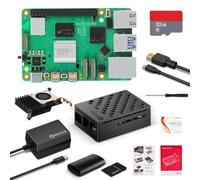 RasTech - Kit para Raspberry Pi 5 de 8 GB con fuente de alimentación USB-C GaN 27W 5.1V5A, enfriador activo, kit de repartidor de tarjetas de 32 GB, cable de salida micro HD 4K, funda de placa Pi 5 de
