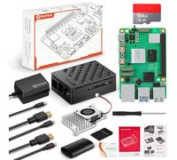 RasTech Raspberry Pi 5 4GB Kit Edición 64GB con Active Cooler,Fuente de alimentación 27W 5.1V5A USB-C,Pi5 4GB Board,Kit Lector de Tarjetas 64GB,Carcasa Pi 5,Dual 4K Cables de Micro HD out