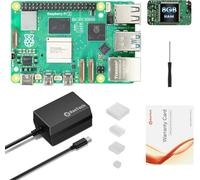 RasTech Raspberry Pi 5 8GB Kit con Fuente de Alimentación USB C 27W PD 5,1V5A, 4PC Disipador de Calor, Raspberry Pi 5 8GB Board y Destornillador