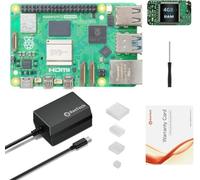 RasTech Raspberry Pi 5 - Kit de 4 GB de RAM con fuente de alimentación PD de 27 W 5.1 V5 A, disipadores de calor de aluminio y placa Raspberry Pi5 de 4 GB incluida