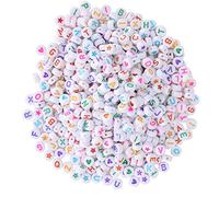 RASTKY 1000 Cuentas Redondas con Letras del Alfabeto, Cuentas Acrílicas para Hacer Pulseras, Collares y Manualidades de Joyería