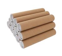 RASTKY 12 Pcs Round Kraft Tubos de Papel Almacenamiento de Póster - Tubos de Correo Resistentes con Tapas de Plástico, Obras de Arte, Documentos, Planos y Gráficos - Reutilizable y (5.3 * 30