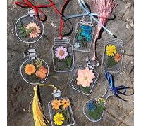 RASTKY 20 Marcapáginas de Flores Secas Transparentes, Exquisitas Pegatinas Florales para Hacer Marcapáginas de Bricolaje, Ideal para Entusiastas de la Naturaleza y Vínculos Familiares (tipo 2)