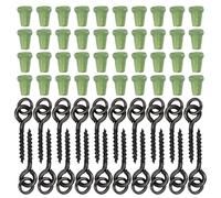 RASTKY 40 Piezas de Cuentas de Bloque de Anzuelo de Pesca, Tornillos de Cebo Boilie de Acero con Tapón TPR para Aparejos de Terminales de Pesca, Kit de Tapón Boilies Resistente a la Corrosión, 20