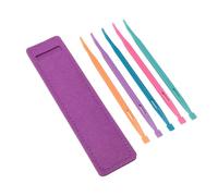 RASTKY 5 Enhebradores de Cinturón Elásticos de Plástico, Diseño Práctico para Movimiento de Tela con Bolsa de Almacenamiento de Fieltro Morado, Fácil Agarre y Costura Segura para Artesanos