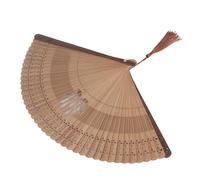 RASTKY Abanico de bambú con Borlas Huecas, Herramienta de Enfriamiento Ligera para Decoración del Hogar y la Oficina, Color Blanco, 12 Pulgadas para el Día Caluroso de Verano (hueso de abanico marrón)