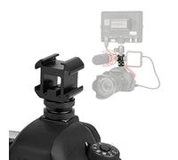 RASTKY Adaptador de Montaje de Base de Zapata Triple para Monitor de Luz de Vídeo con Micrófono, Soporte de Cámara de Metal Portátil para Todas Las Cámaras de Zapata, Negro