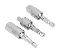 RASTKY Adaptador de Zócalo de Grado de Vástago Hexagonal Juego de Zócalos para Taladro Eléctrico de 3 Piezas Adaptador de Vástago Hexagonal de Metal de Broca de ángulo Recto Plateado Giratorio de