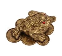 RASTKY Adorno de Estatua de Rana de Riqueza de Latón con Significado Auspicioso, Decoración de la Suerte para Oficina 1.9x2.6x1.1in