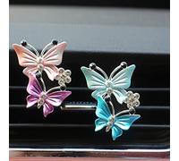 RASTKY Ambientador Difusor de Clamp/Holder de Ventilación para Coche con Forma de Mariposa de, Hermosos Accesorios Brillantes para Coche con Diamantes de Imitación, 2 Piezas de Estilo (PINK)